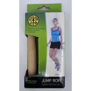 Gold's Gym Lightweight Jump Rope Gray PVC Cable Wood Handles Fitness Gym